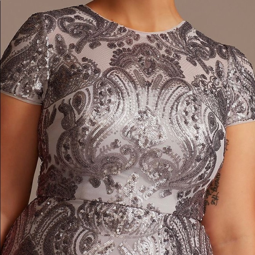 Sequin Sheath Gown with Godet Skirt